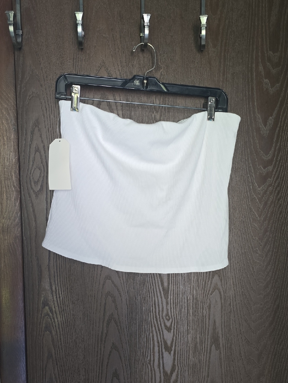 DONNI. White Ribbed Strapless Mini Skirt